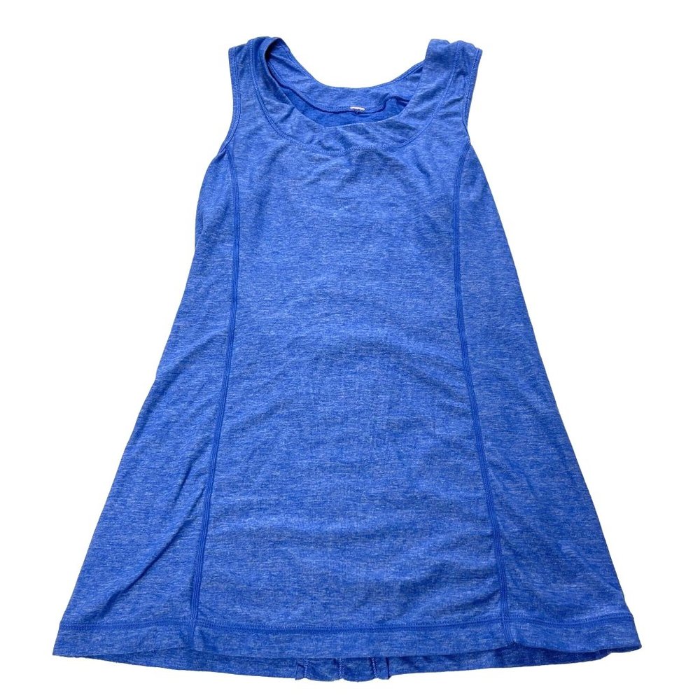 Lululemon Dash Tank Top Heathered Blue Size 6 Ruffle Back Sleeveless Stretch